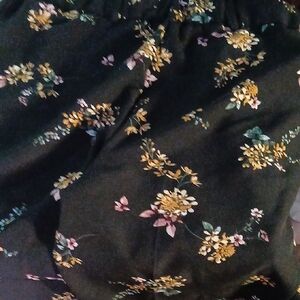 Floral Black Pants